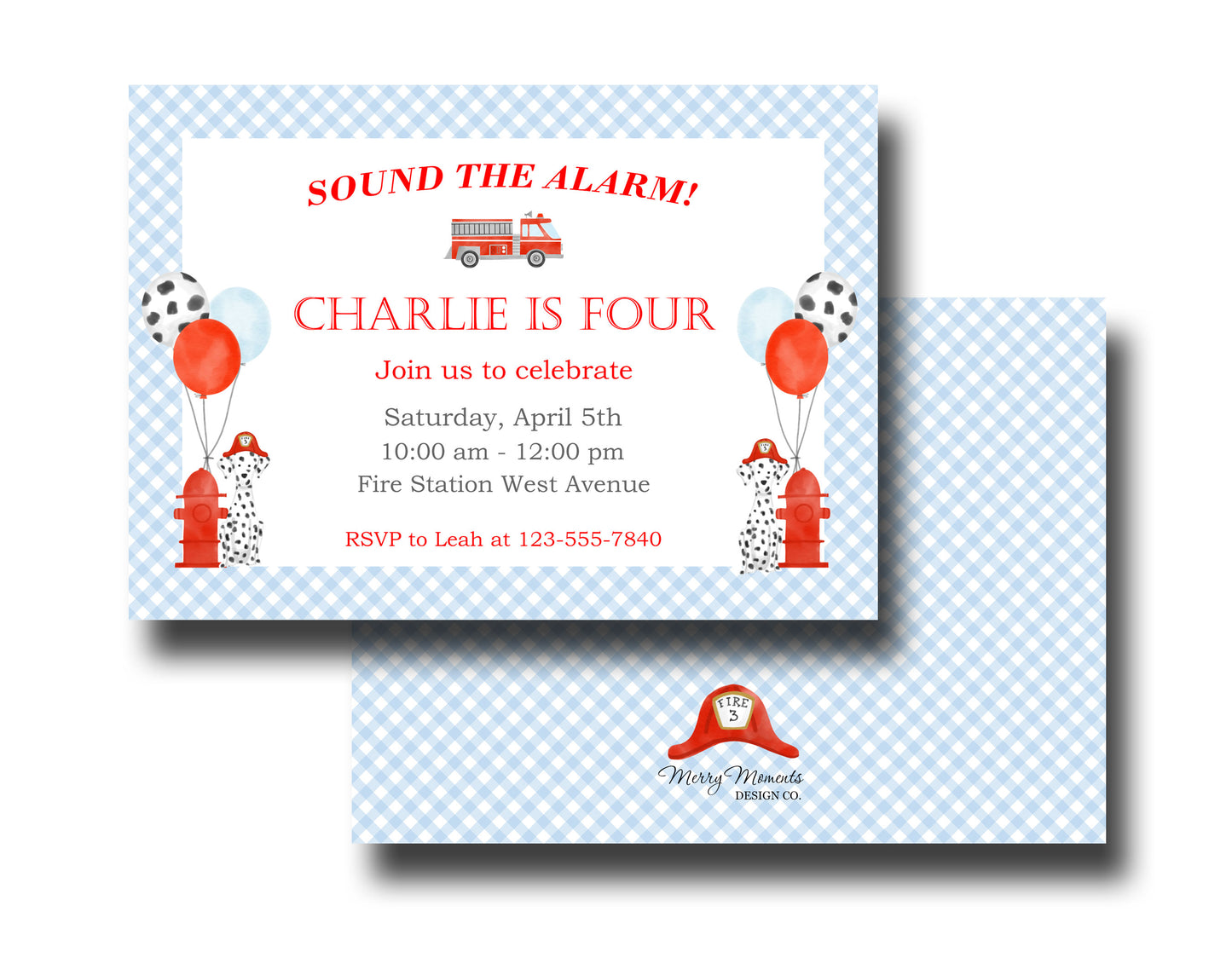 Birthday Invitations - Fire Truck