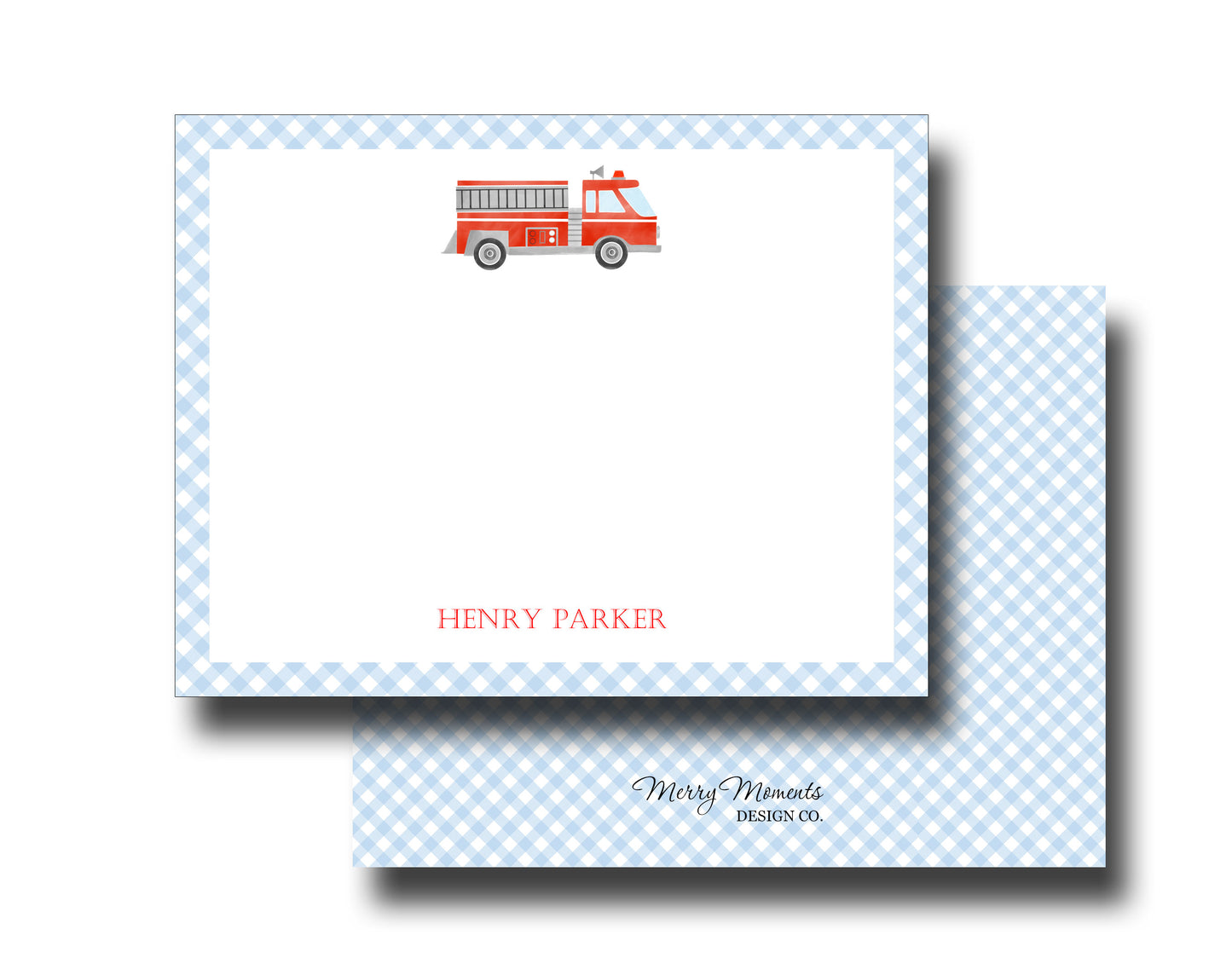 Personalized Note Cards - Firetruck