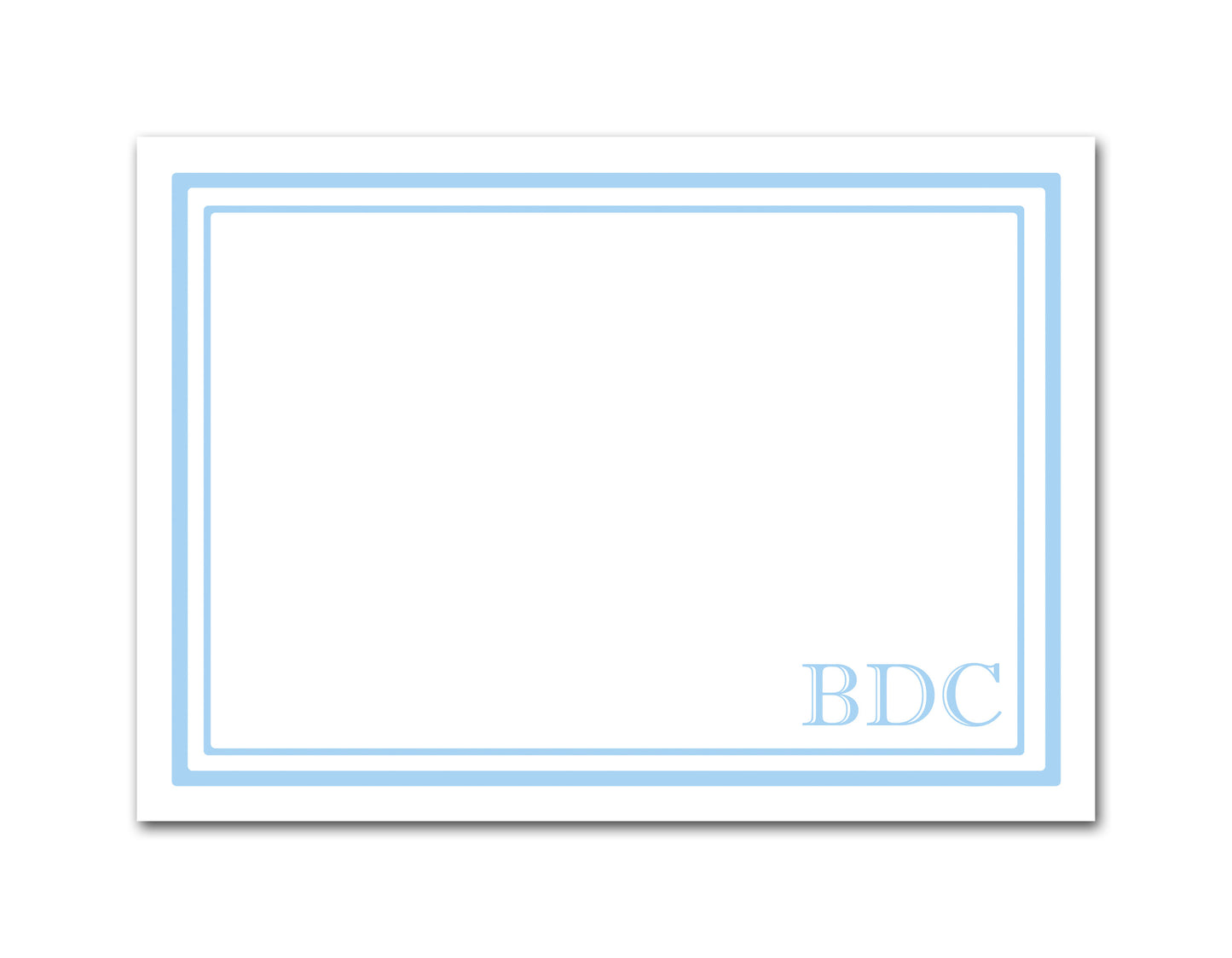 Monogram Note Cards - Light Blue Border