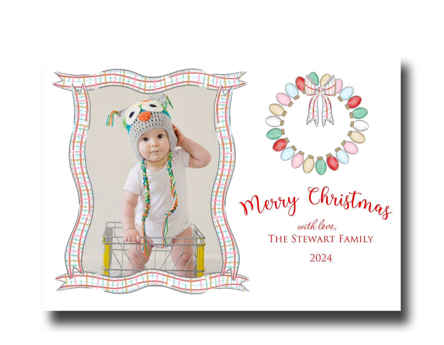 Christmas Cards - Holiday Lights Wreath