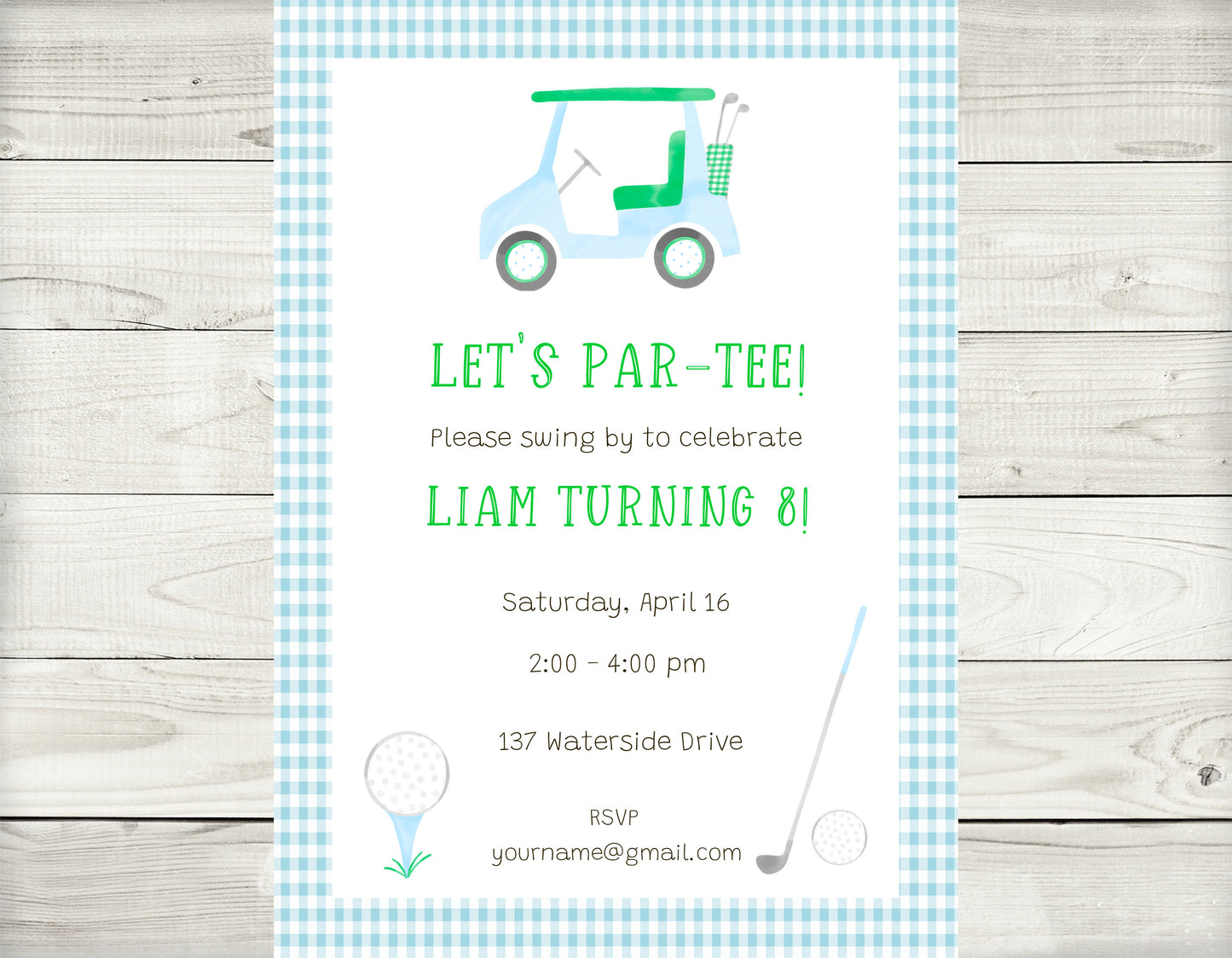 Birthday Invitations, Golf