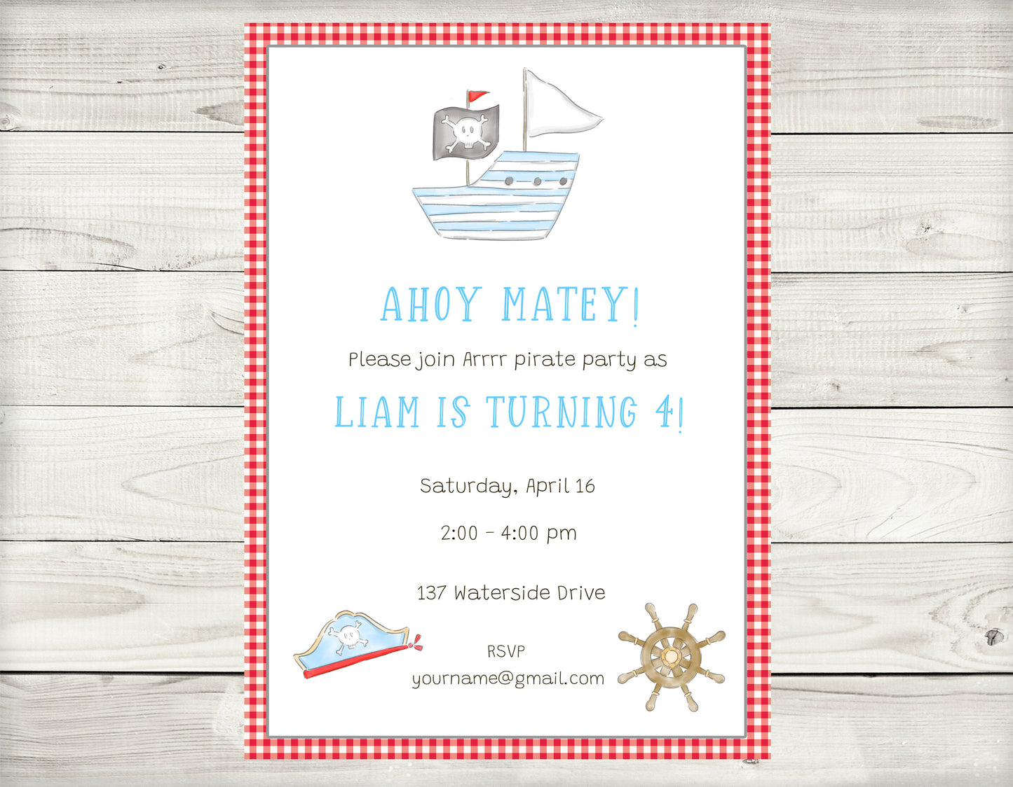 Birthday Invitations, Pirate