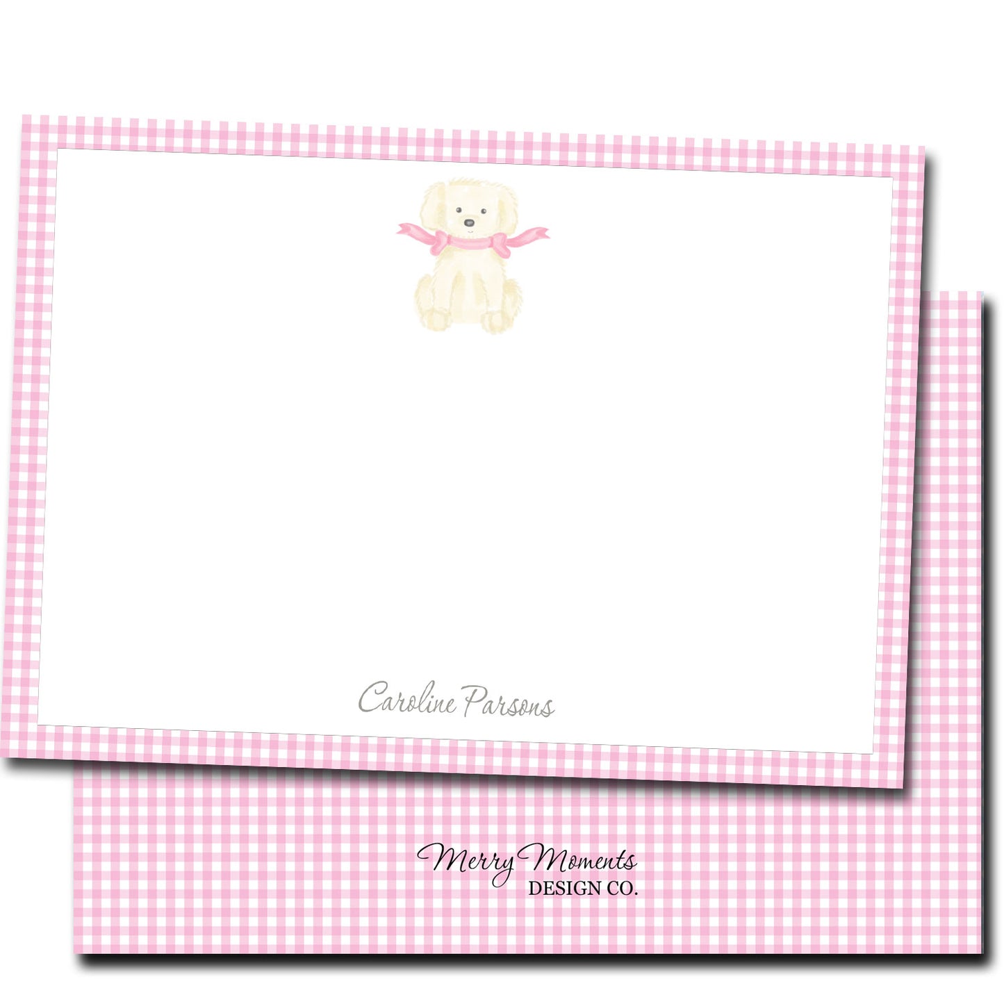 Personalized Note Cards - Pink Puppy