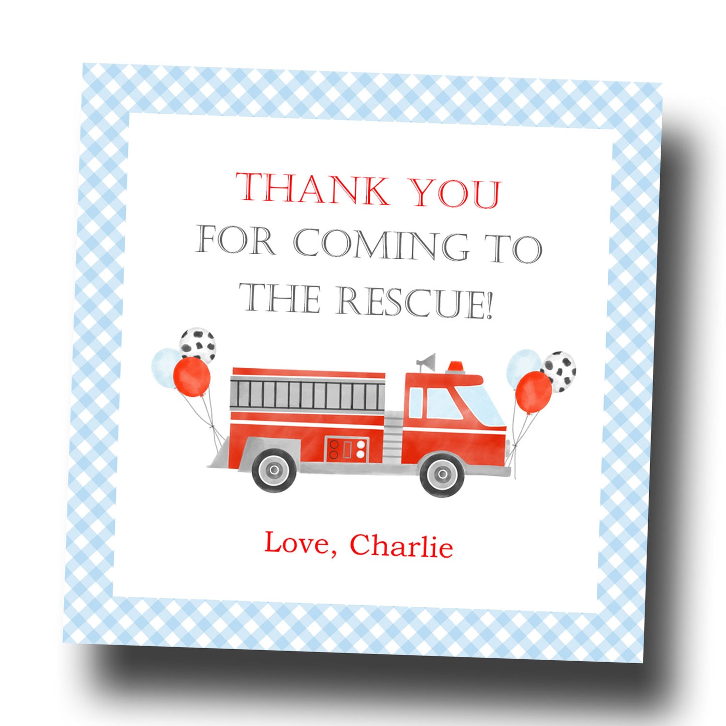 Favor Tags & Stickers - Fire Tuck