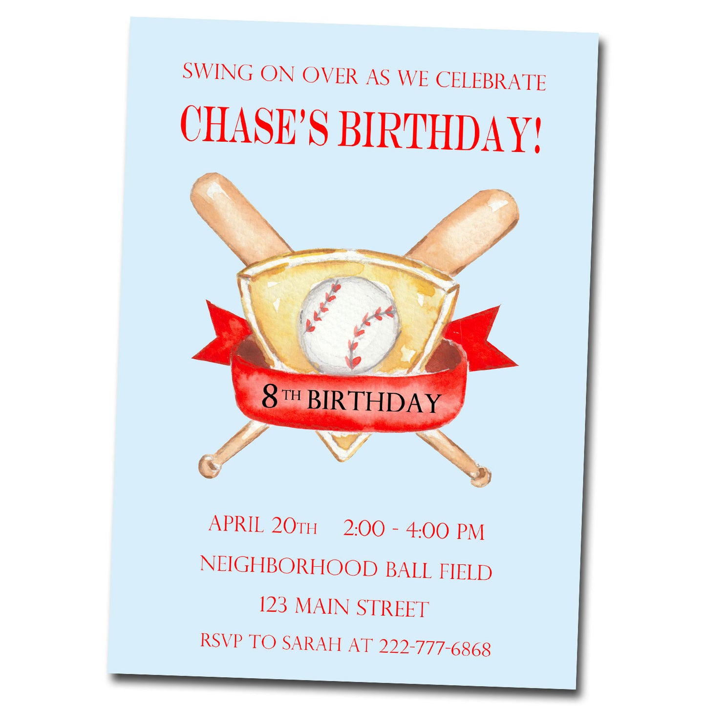 Birthday Invitations, Baseball