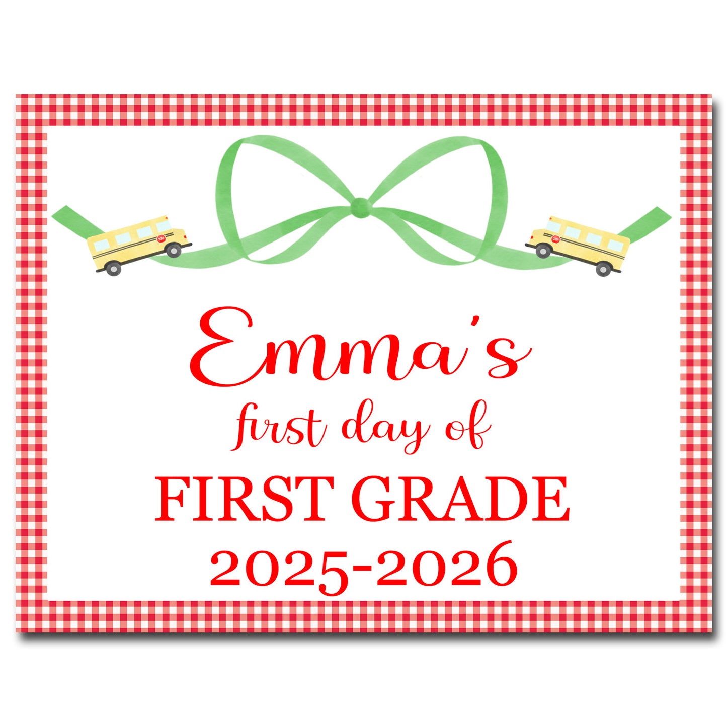 First & Last Day School Sign - Ribbon with buses