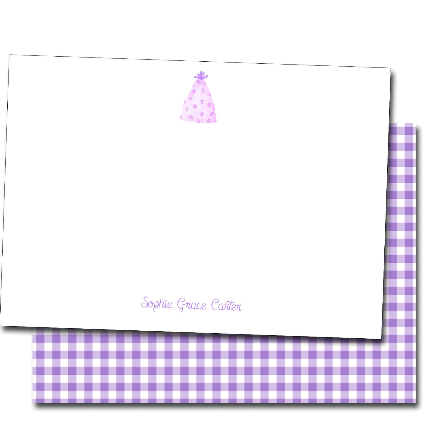 Personalized Note Cards - Purple Party Hat