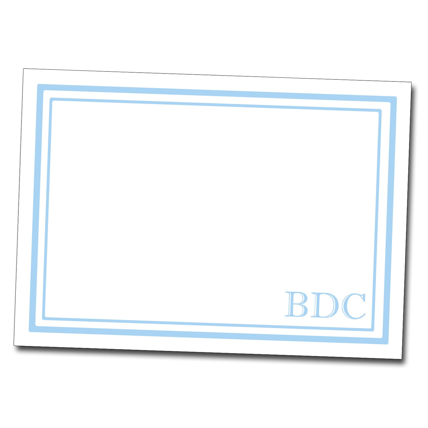 Monogram Note Cards - Light Blue Border