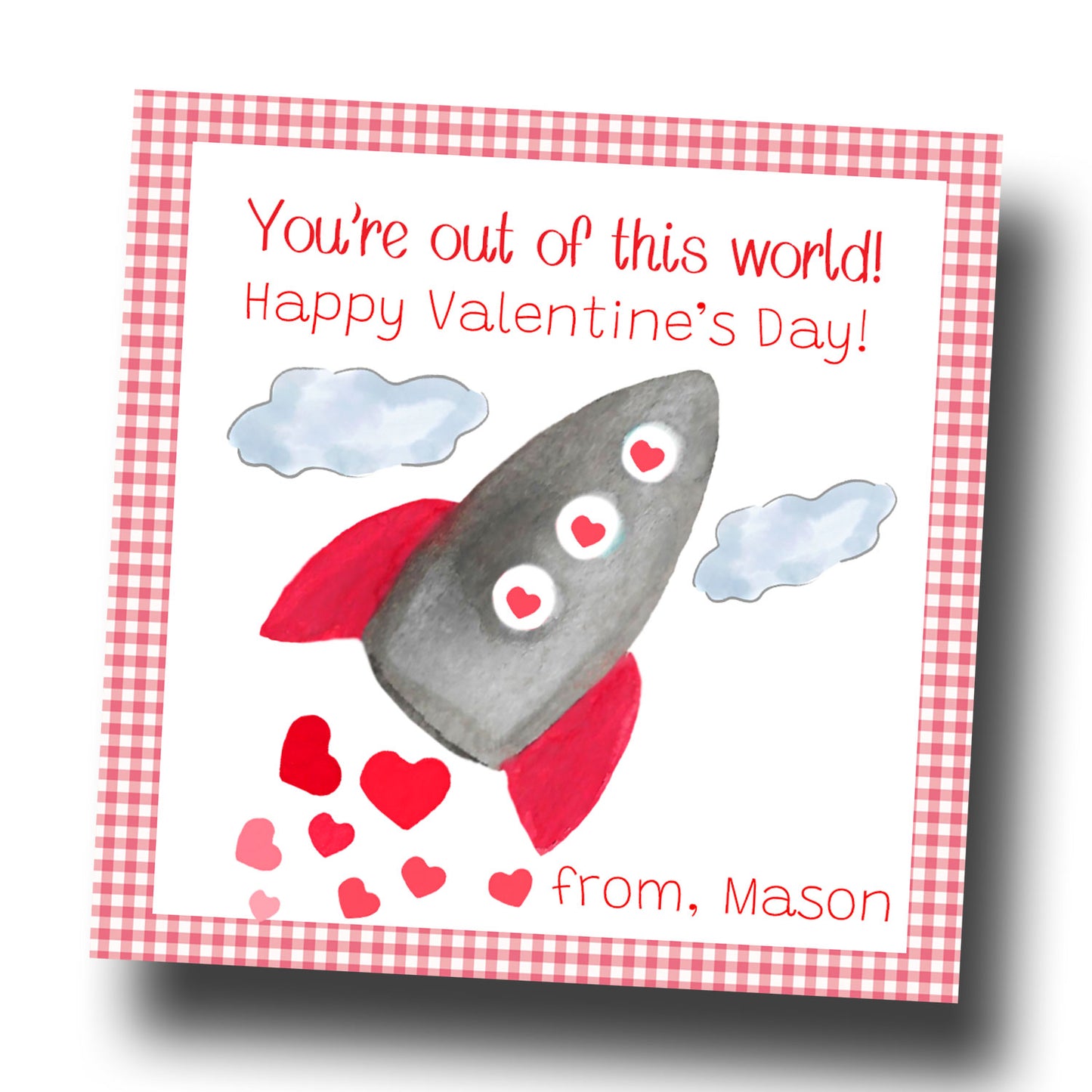 Valentine Tags & Stickers - Rocket
