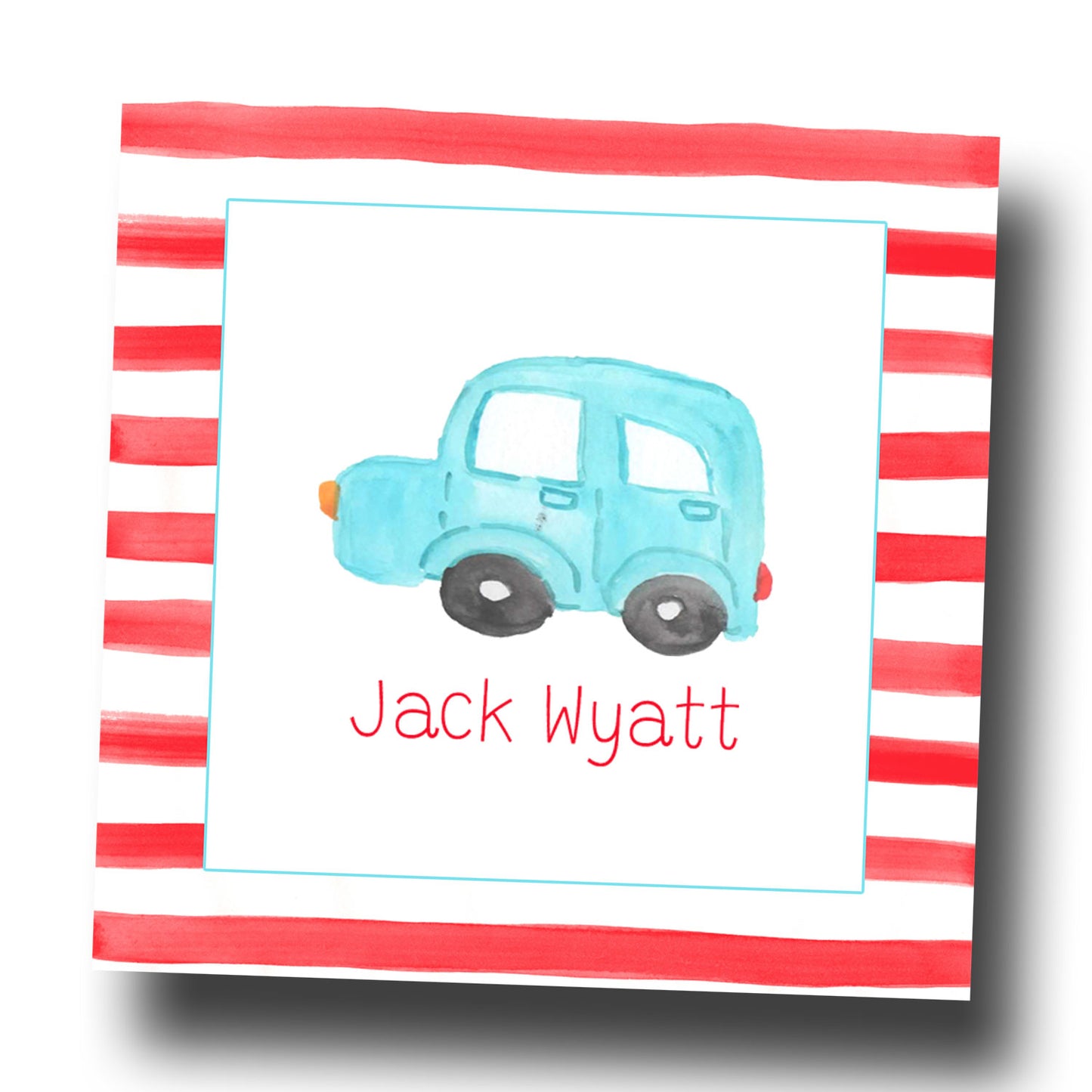 Personalized Enclosure Cards - Blue Car
