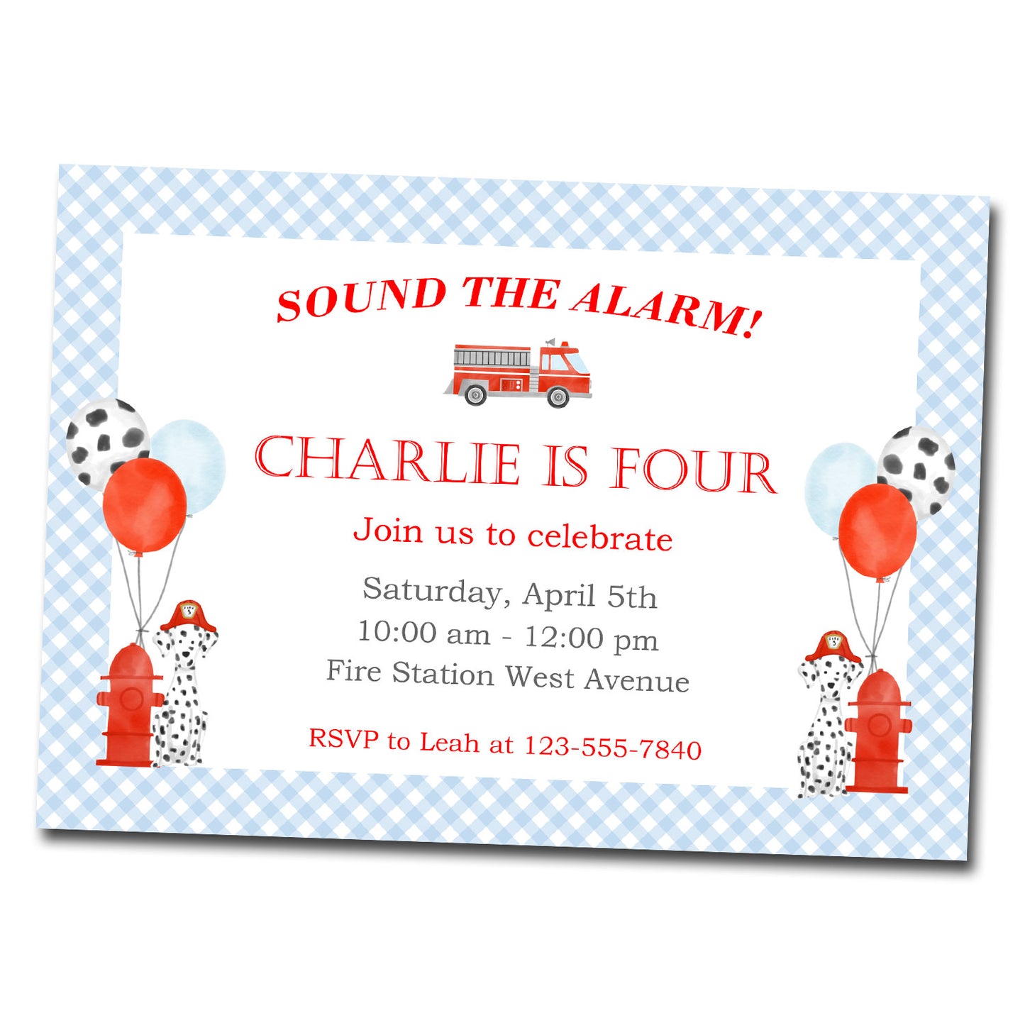 Birthday Invitations - Fire Truck