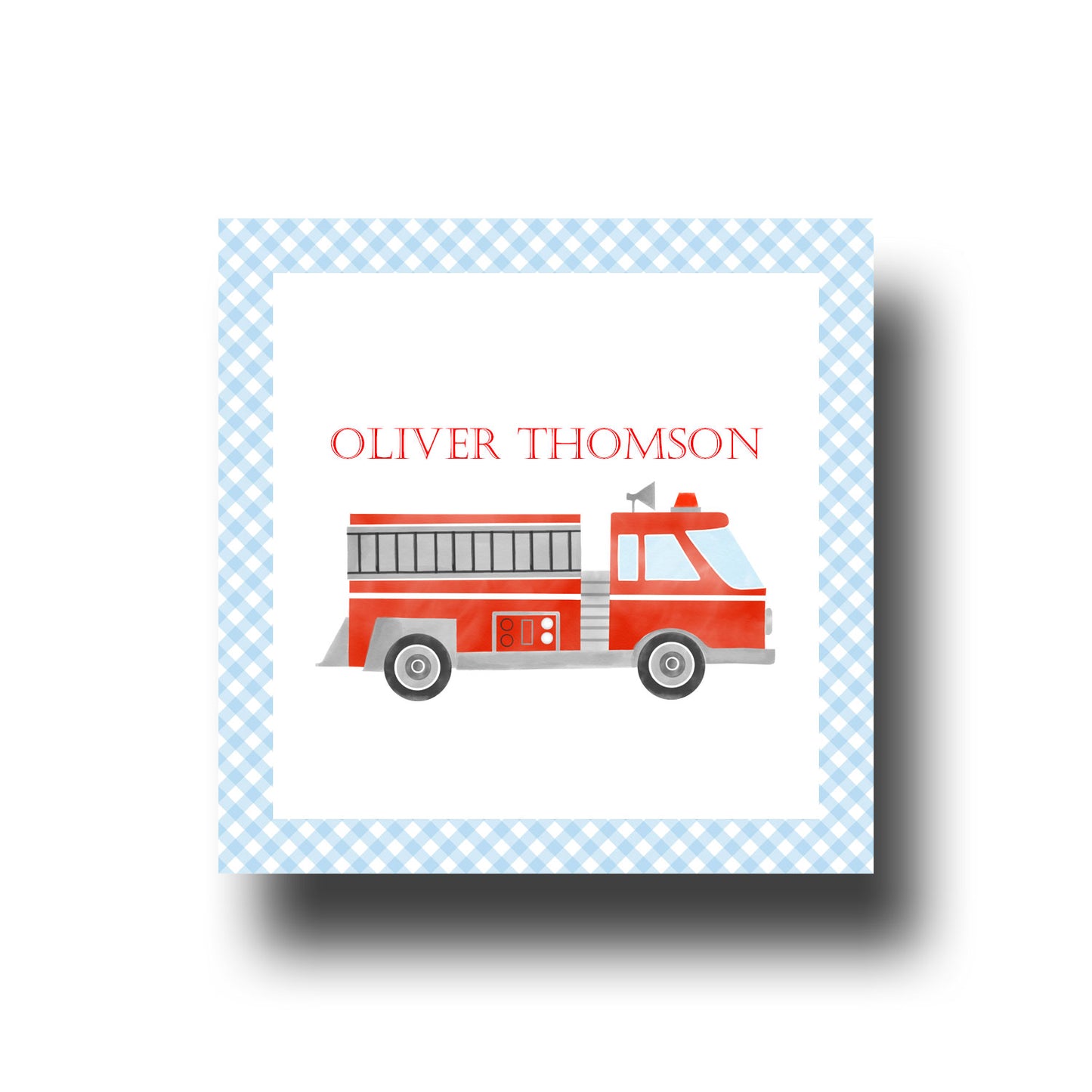 Personalized Enclosure Cards - Firetruck