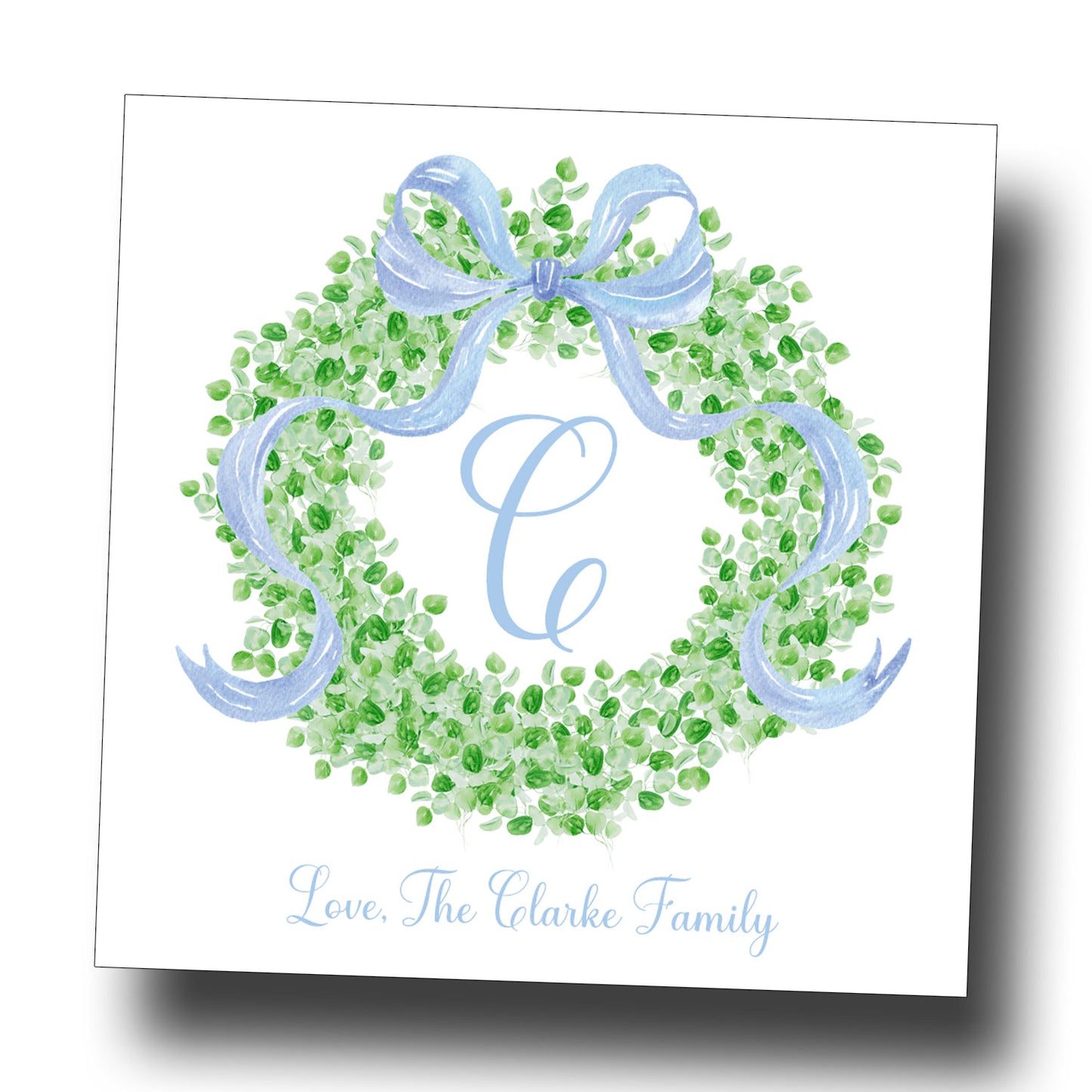 Personalized Enclosure Cards - Monogram Wreath