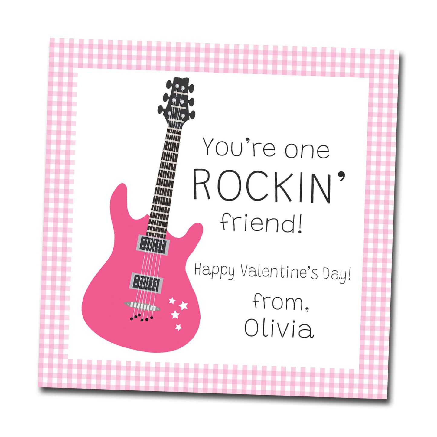 Valentine Tags & Stickers - Rockin Guitar