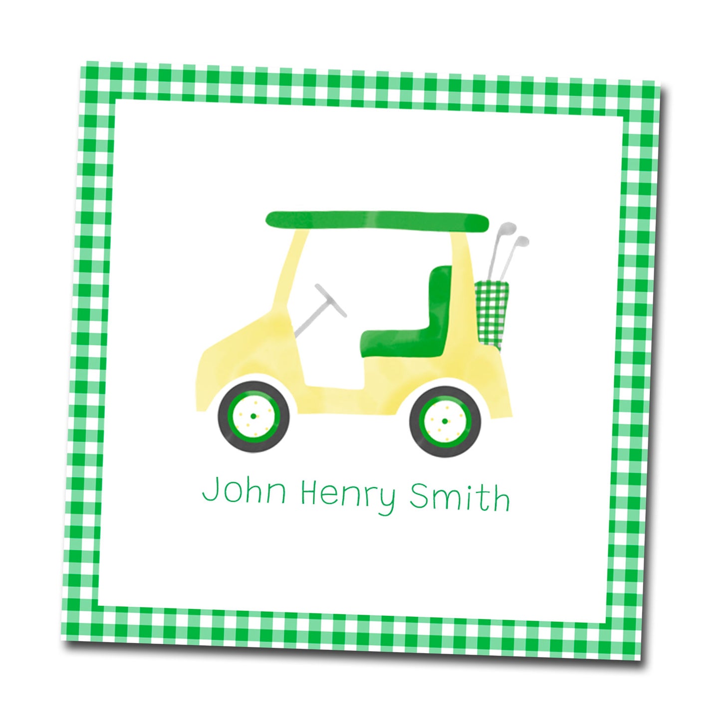 Personalized Enclosure Cards - Green Golf Cart