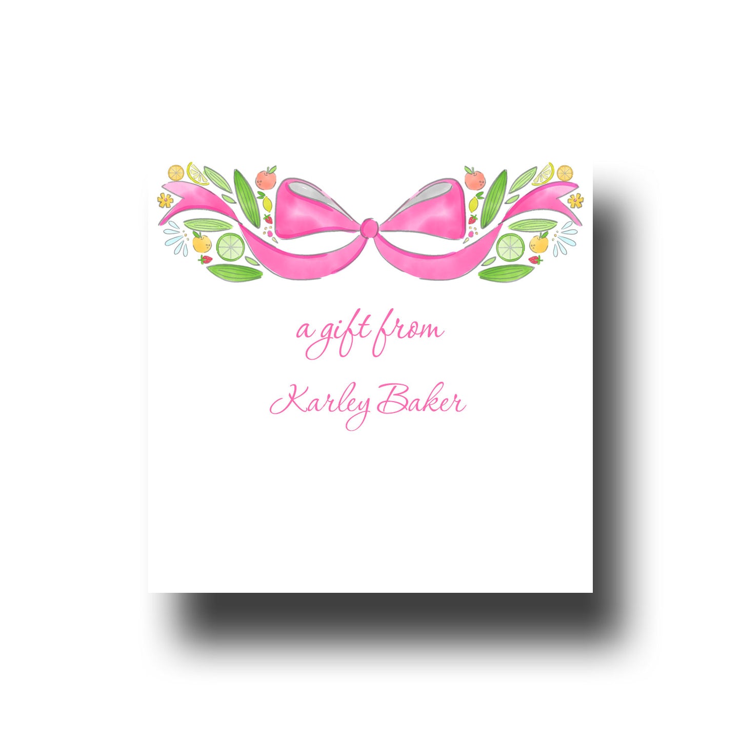 Personalized Enclosure Cards - Fruit Bow