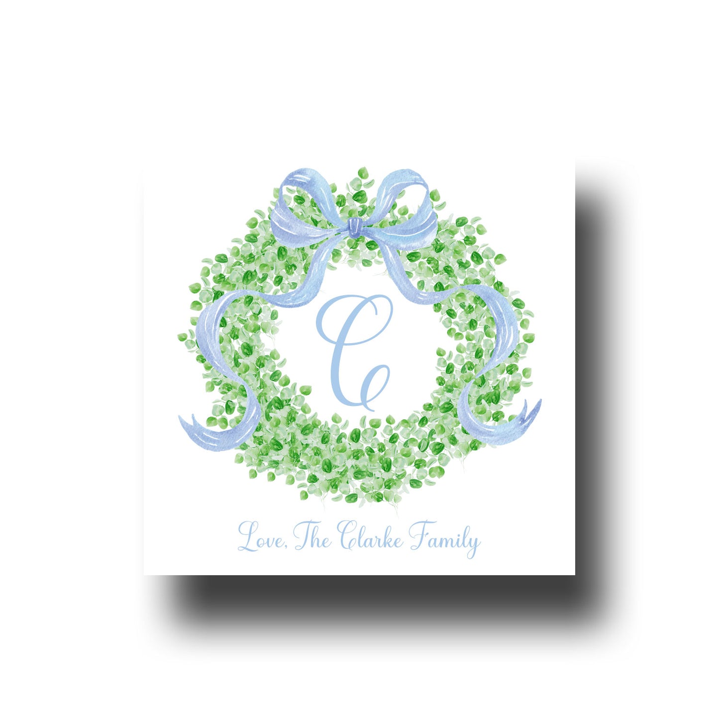 Personalized Enclosure Cards - Monogram Wreath