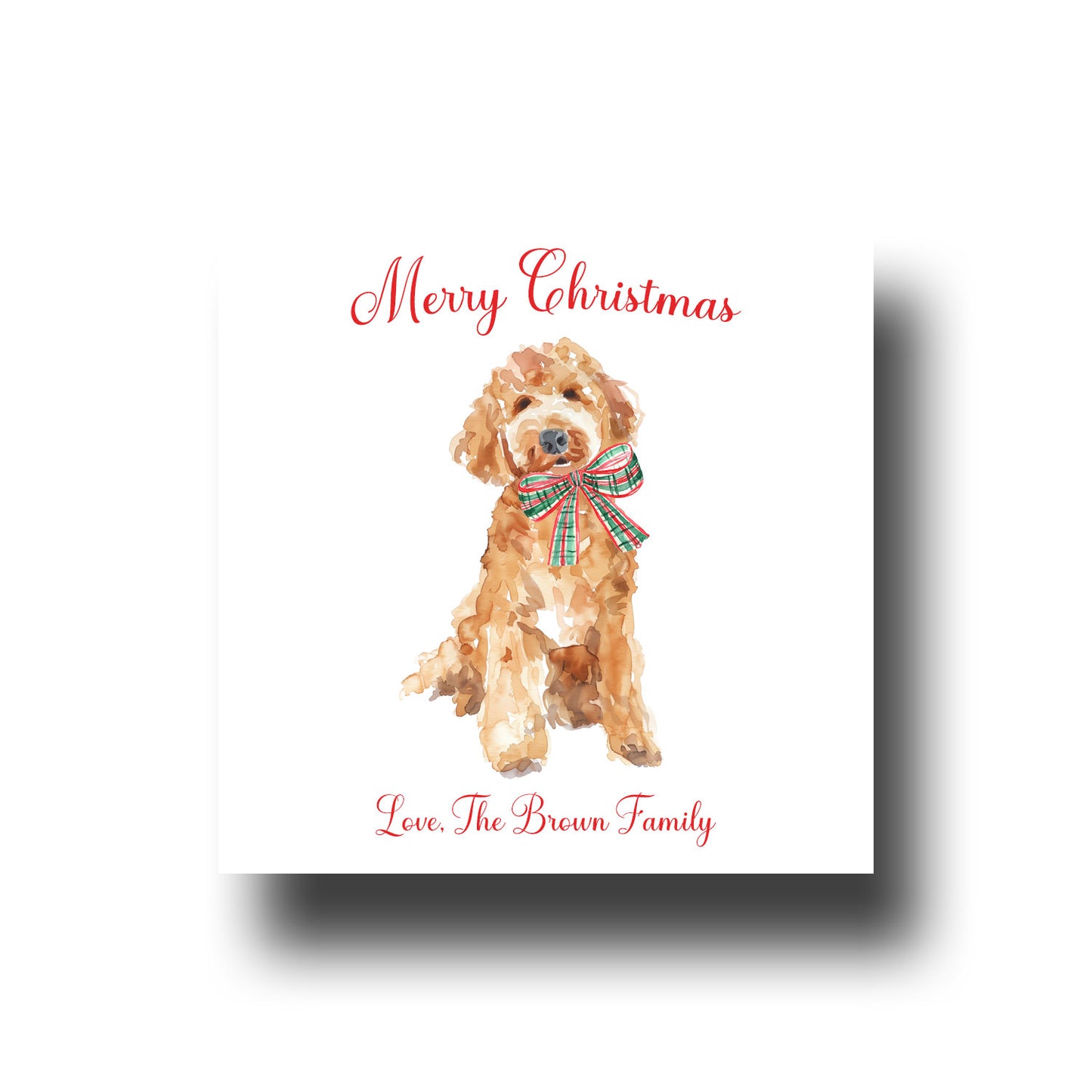 Gift Tags & Stickers - Goldendoodle with Plaid Bow
