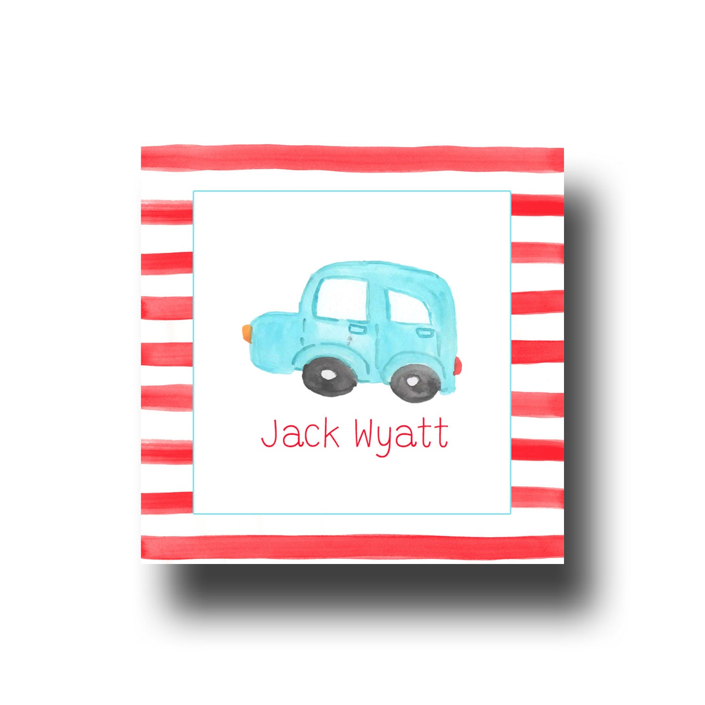 Personalized Enclosure Cards - Blue Car