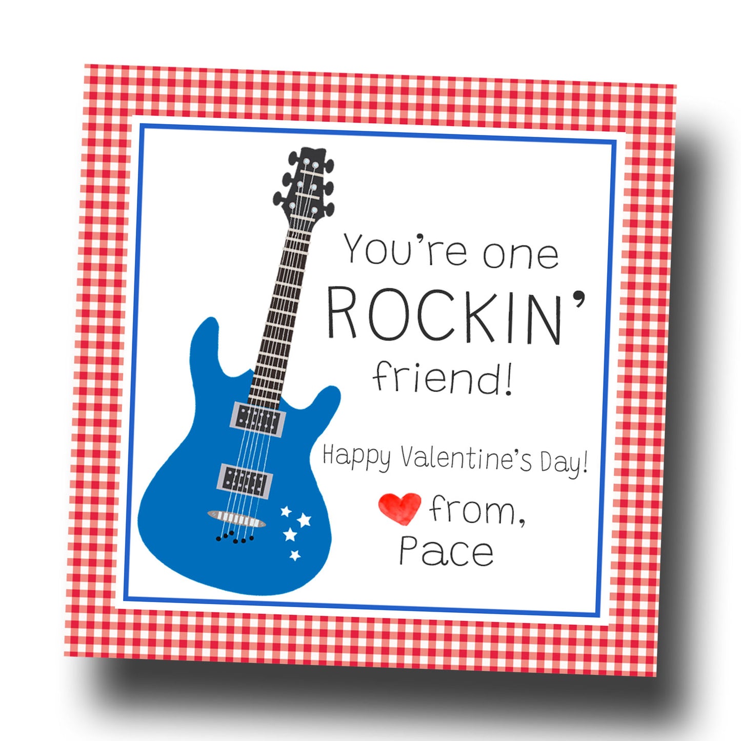 Valentine Tags & Stickers - Rockin Guitar
