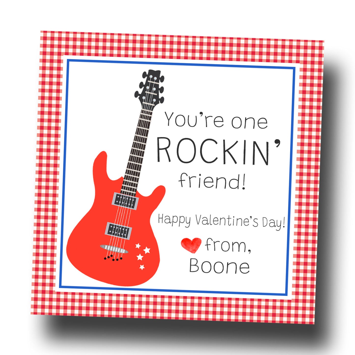 Valentine Tags & Stickers - Rockin Guitar
