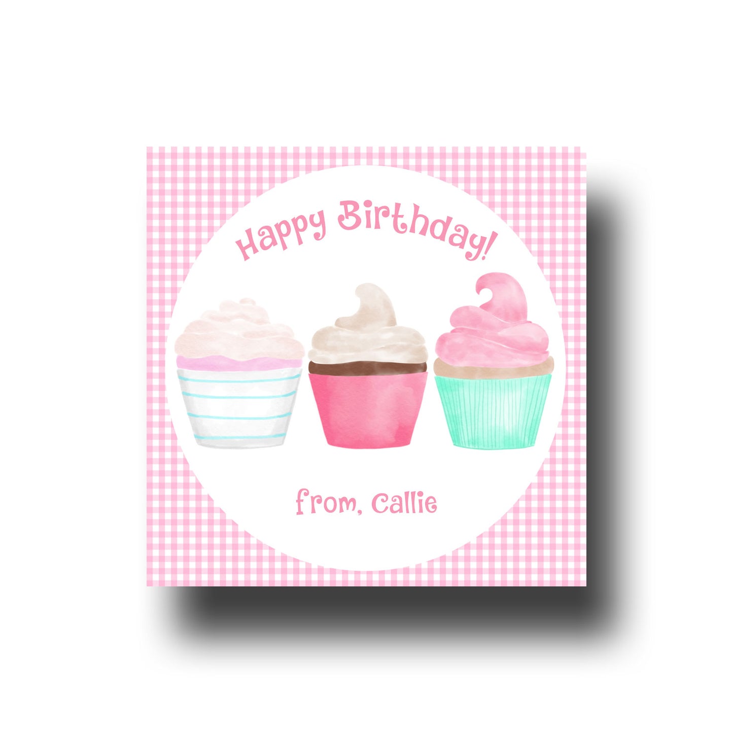 Birthday Gift Tags & Stickers - Cupcakes