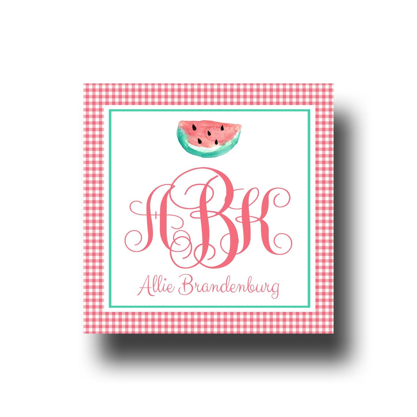 Personalized Enclosure Cards - Watermelon Monogram