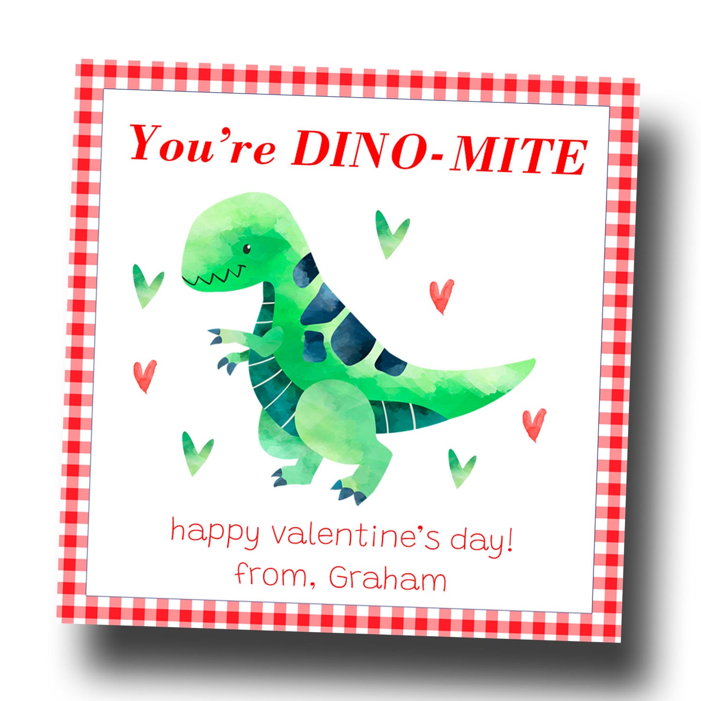 Valentine Tags & Stickers - Dino