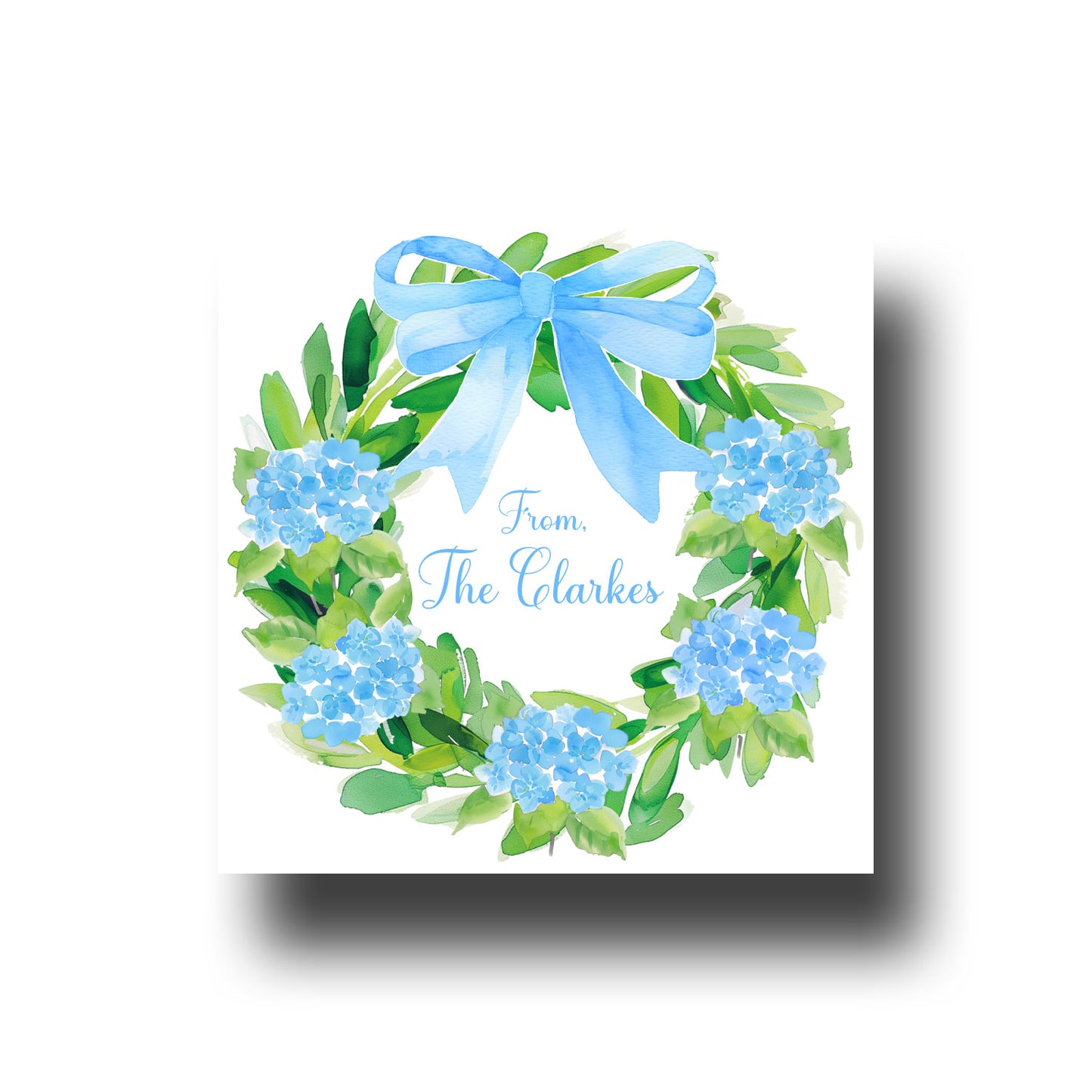 Personalized Enclosure Cards - Hydrangea Wreath