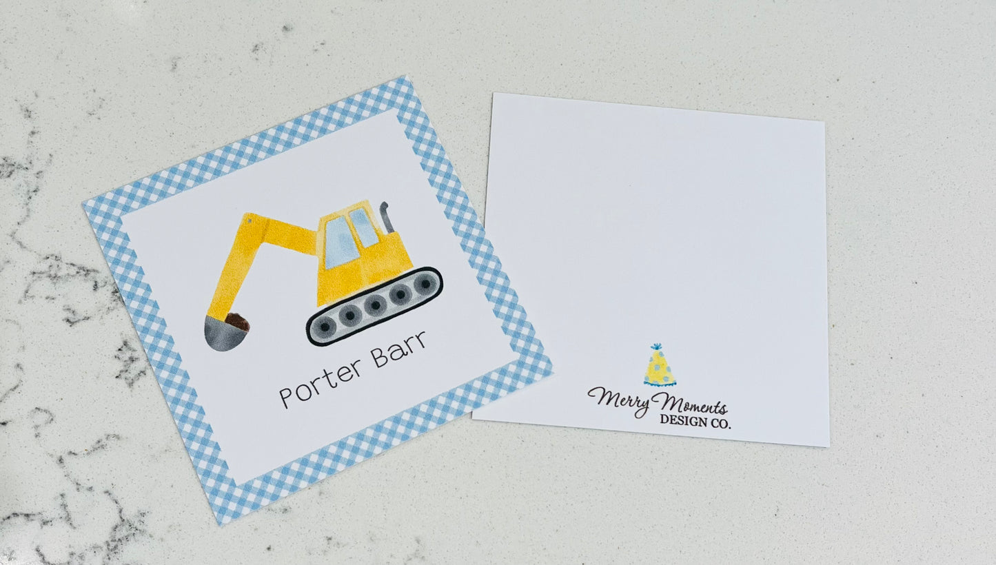 Personalized Enclosure Cards - Digger