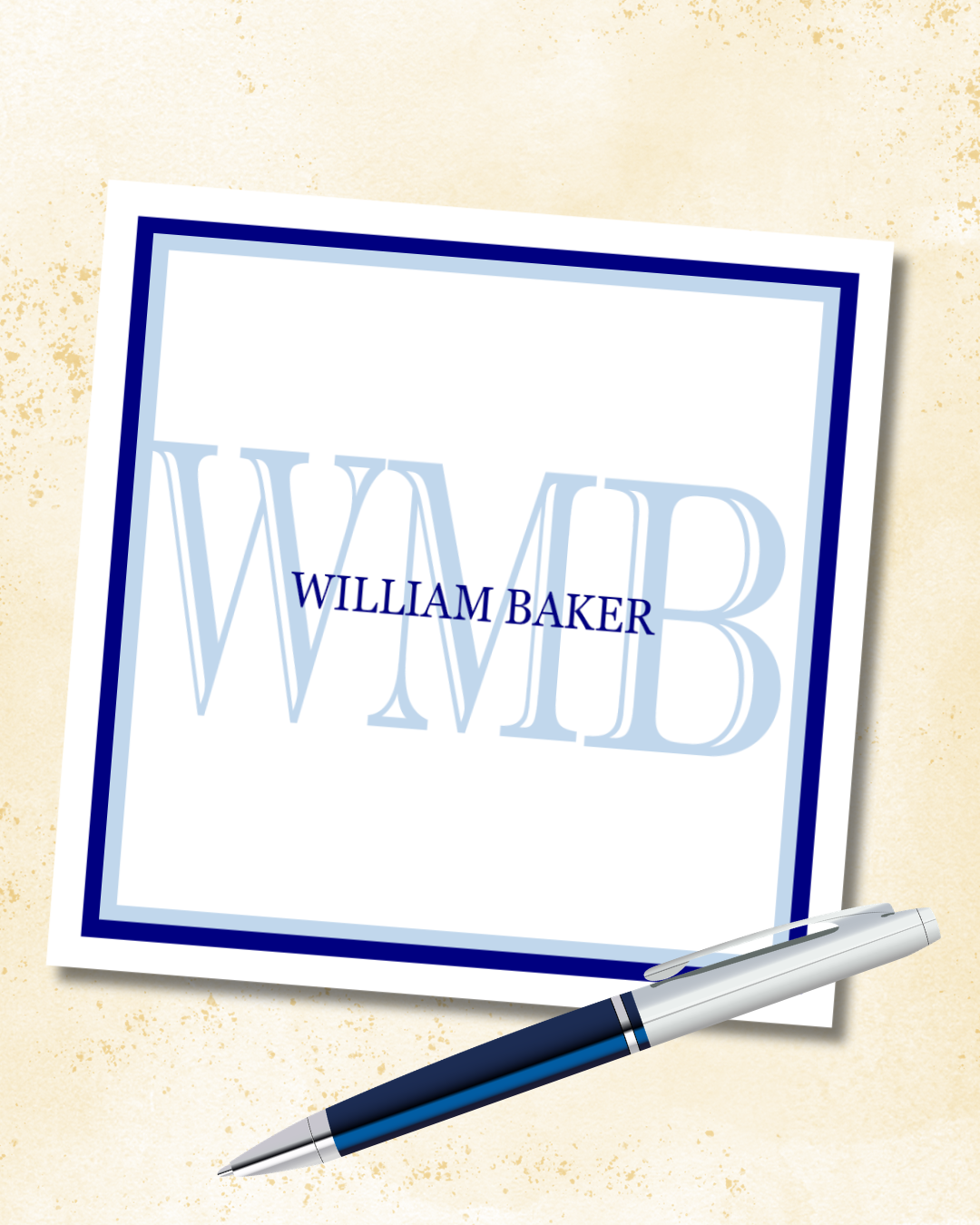Personalized Enclosure Cards - Blue Monogram