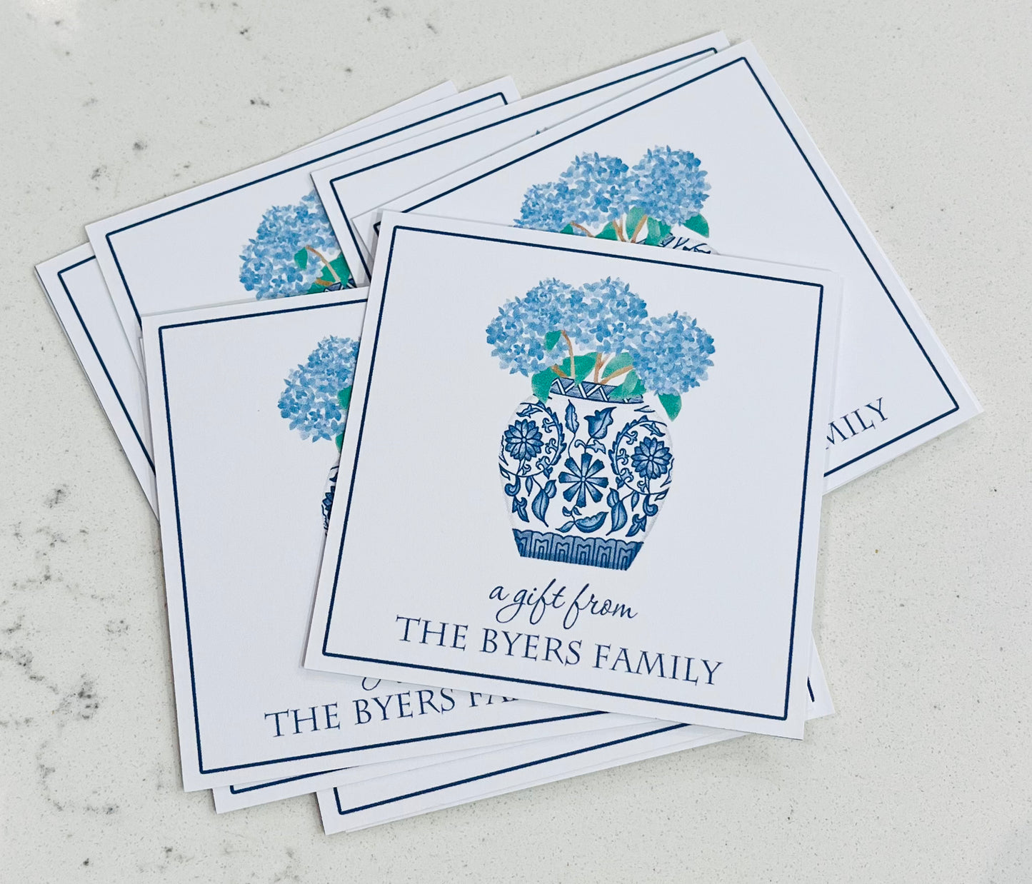 Personalized Enclosure Cards - Hydrangeas