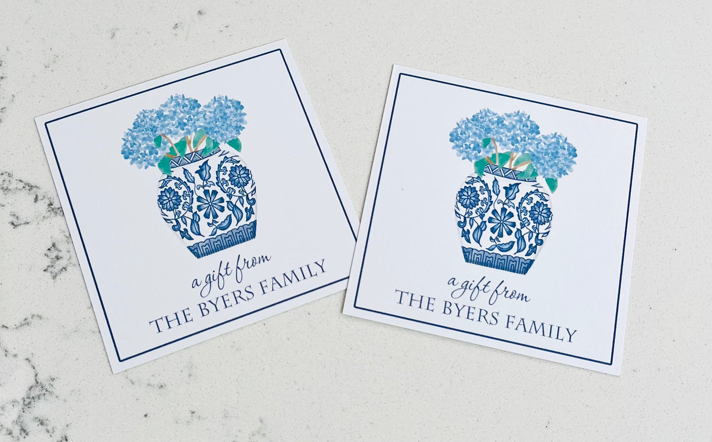 Personalized Enclosure Cards - Hydrangeas