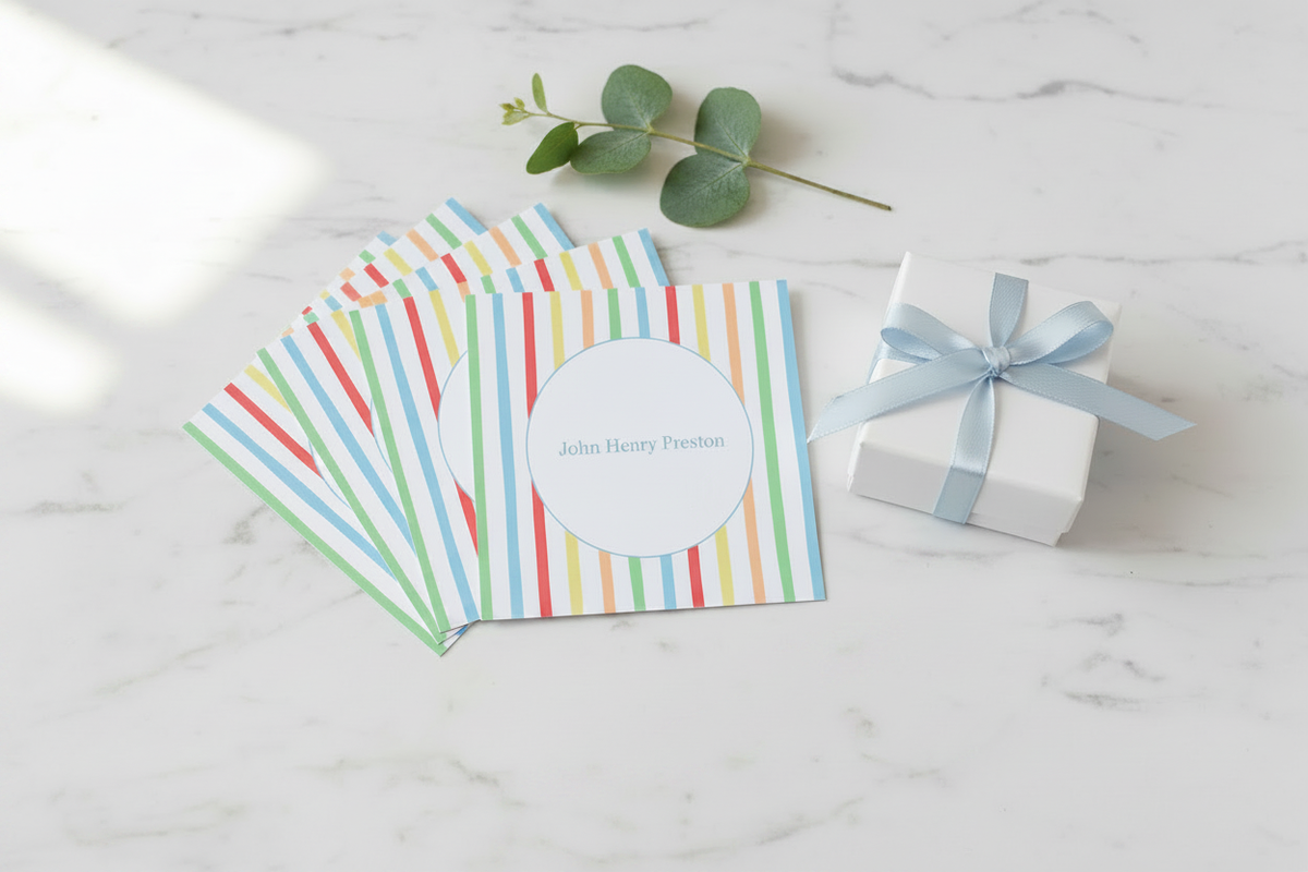 Personalized Enclosure Cards - Watercolor Stripes Lifestyle No Pen