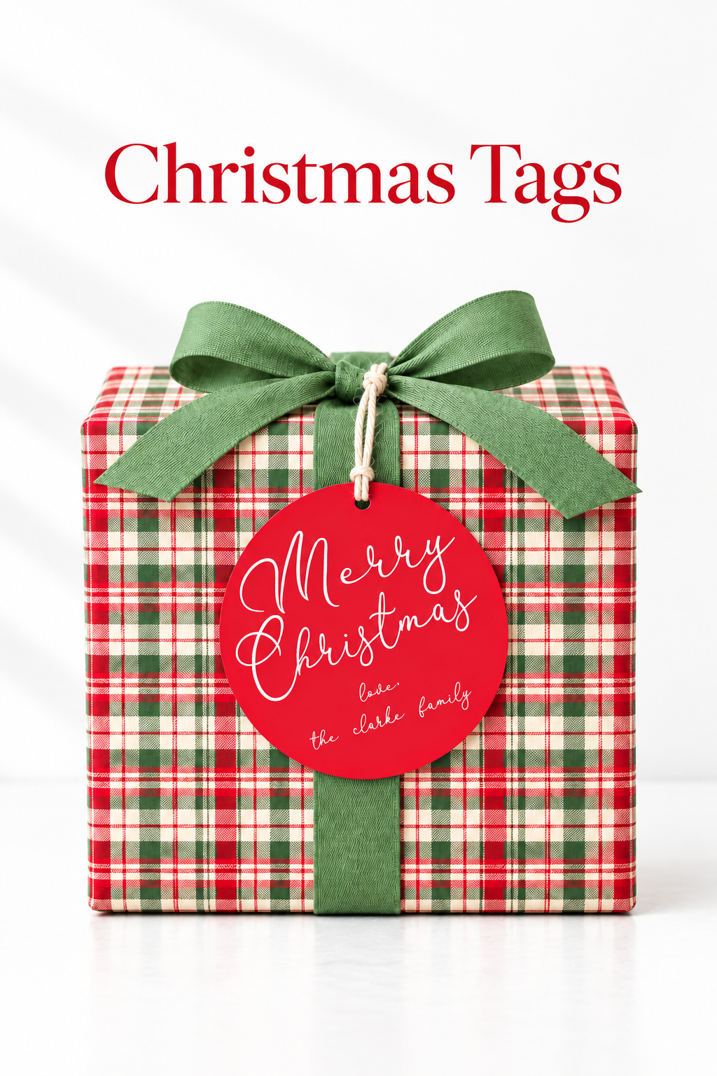 Pinterest Christmas tag image with Christmas Tags overlay