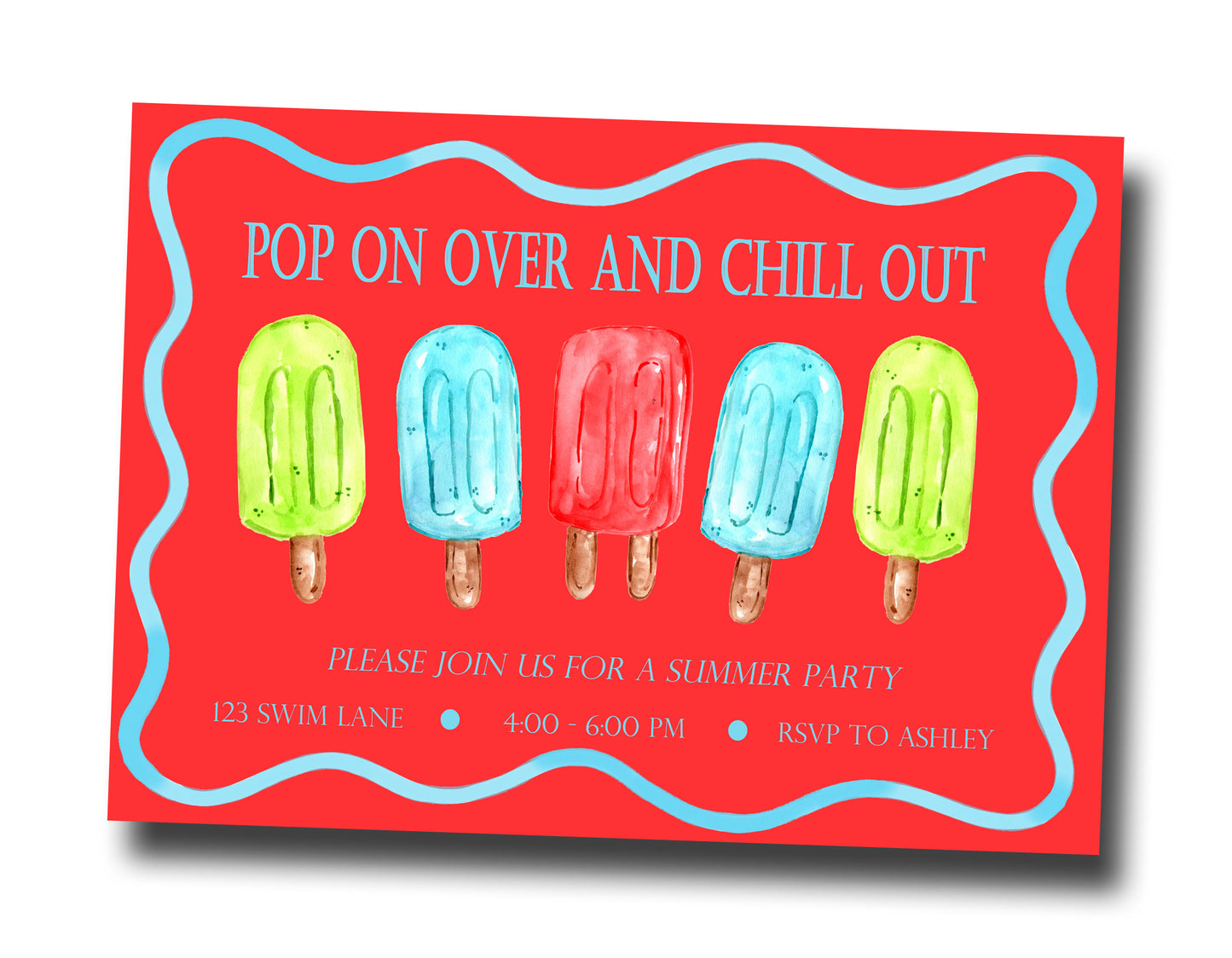 Summer Popsicle Party Invitations | Personalized 5x7 Digital Invite