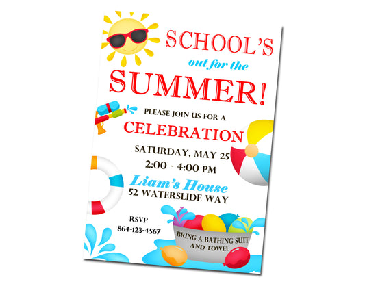 End of School Year Party Invitations - Digital File