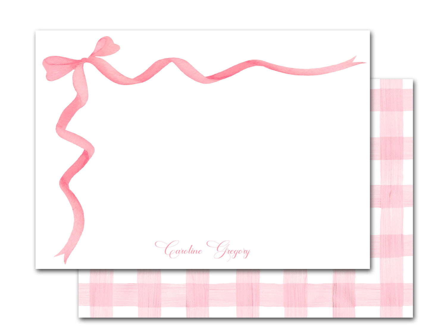 Personalized Note Cards - Pink Bow