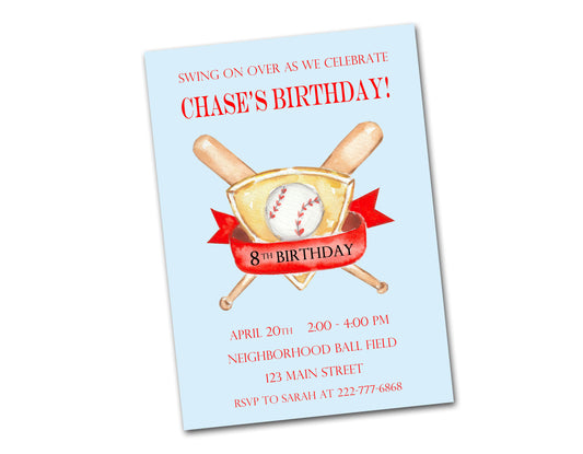 Birthday Invitations, Baseball