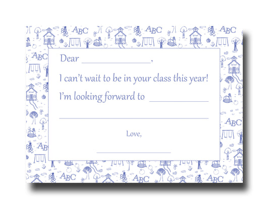 Meet the Teacher Note Cards - Fill in the Blank