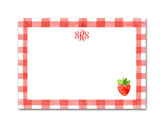 Monogram Note Cards - Strawberry