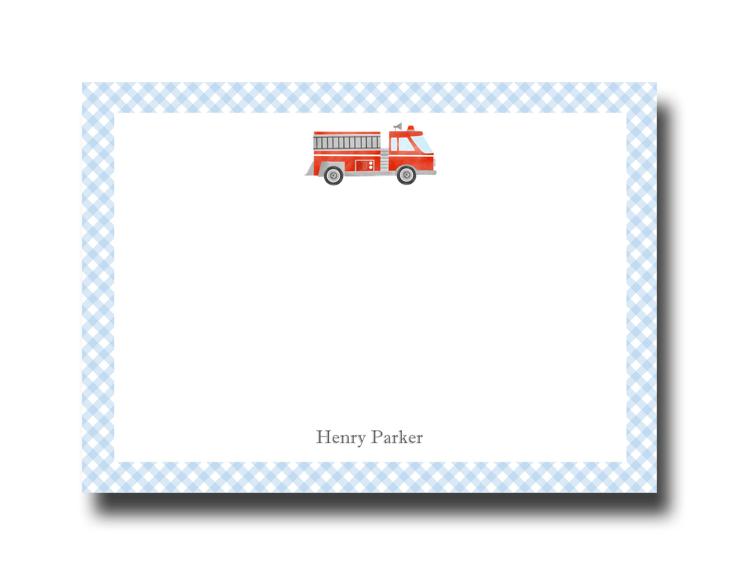 Personalized Note Cards - Firetruck