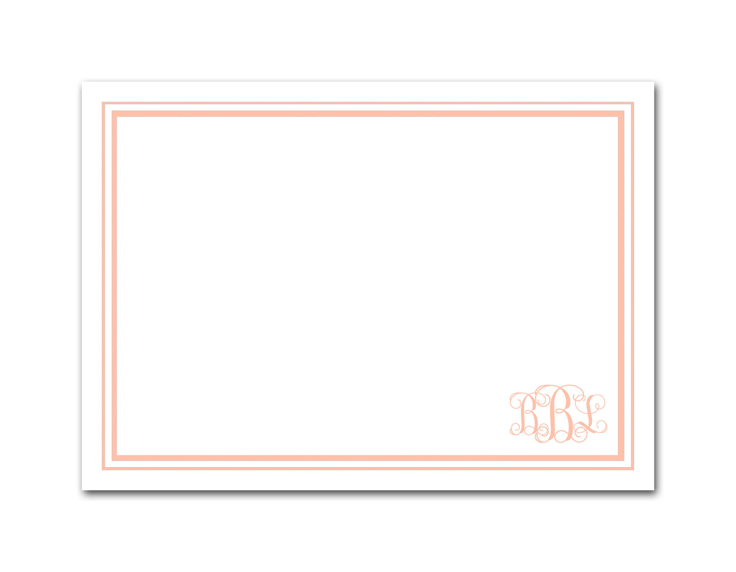 Monogram Note Cards - Rose Pink Stripe