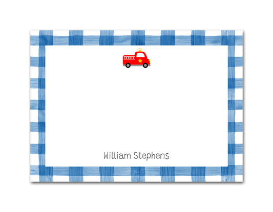 Personalized Note Cards - Firetruck