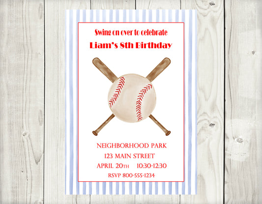 Birthday Invitations, Baseball