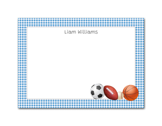 Personalized Note Cards - Sports Balls