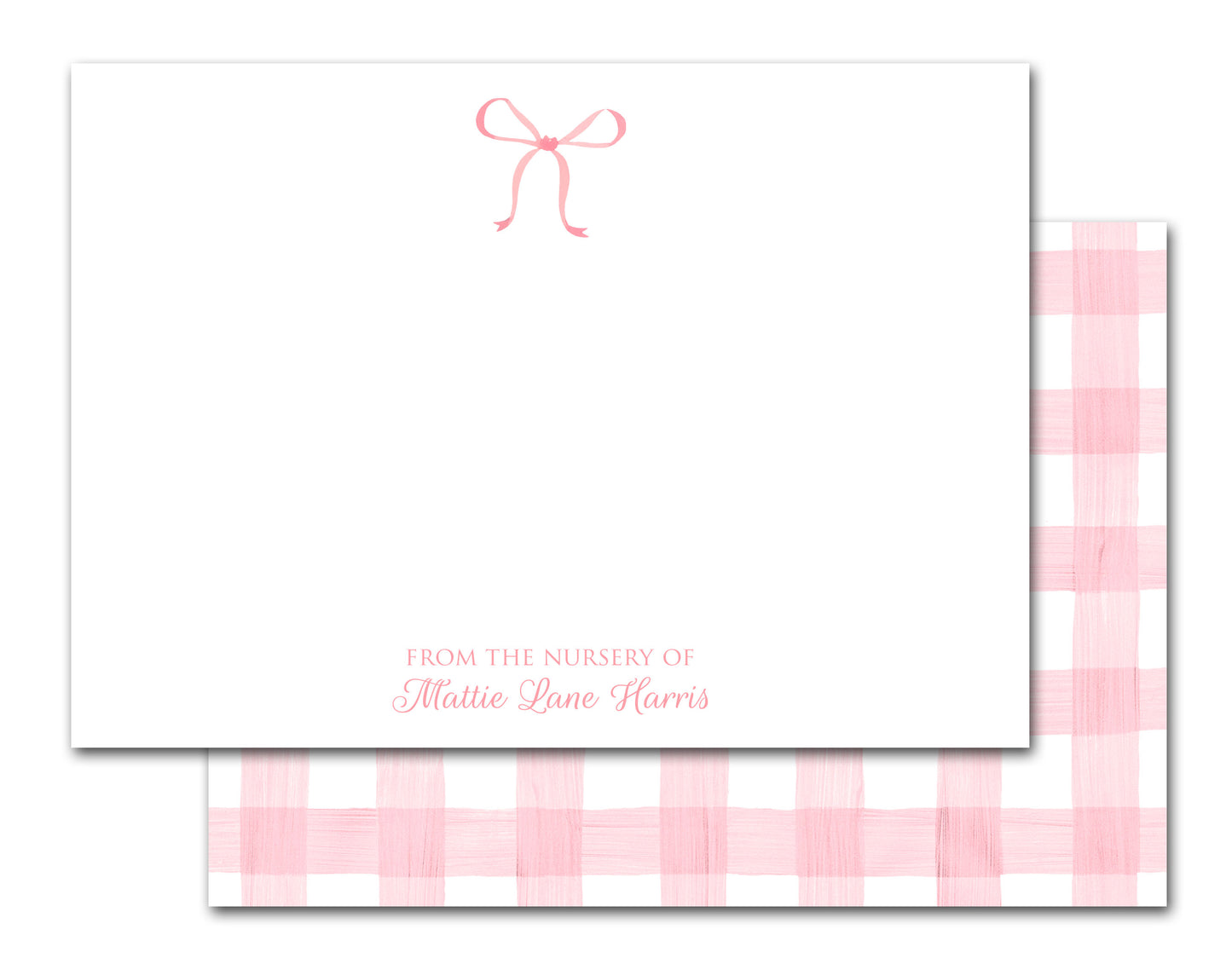 Personalized Note Cards - Pink Bow