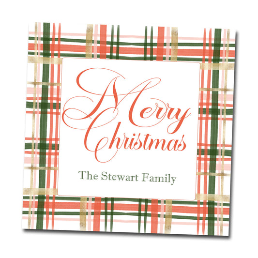 Gift Tags & Stickers - Coral Plaid