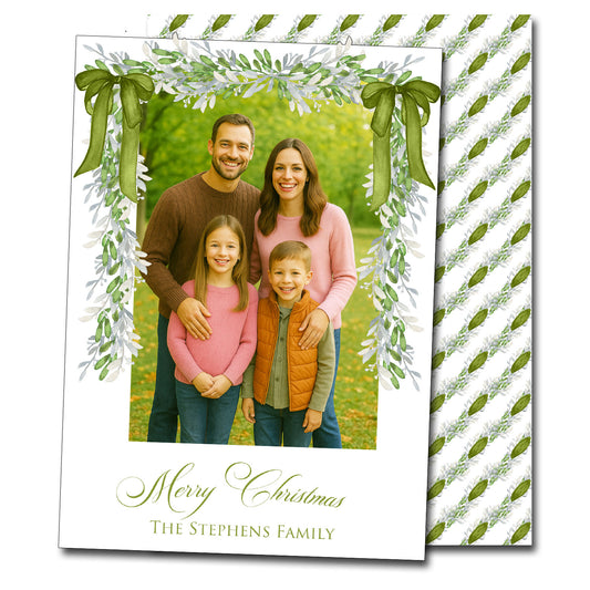 Christmas Cards - Olive Bow Garland