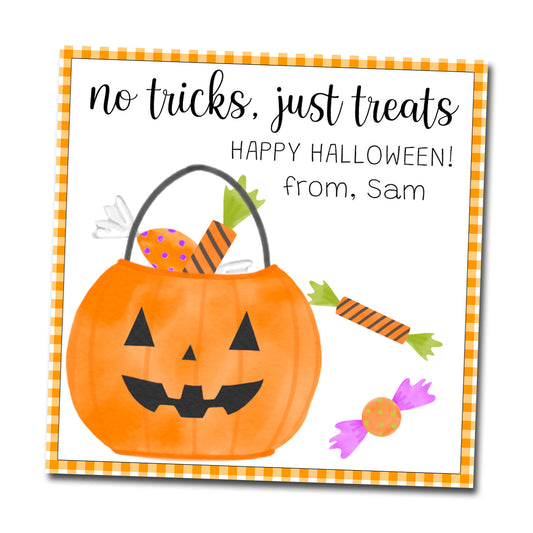 Halloween Gift Tags & Stickers -  Candy Bucket